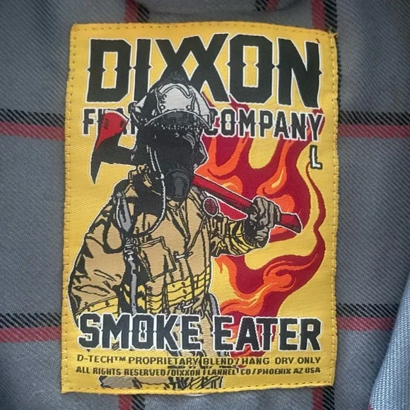 DIXXON Women’s Smoke Eater Flannel Shirt Plaid Gray Red Large NWOT - Picture 5 of 8